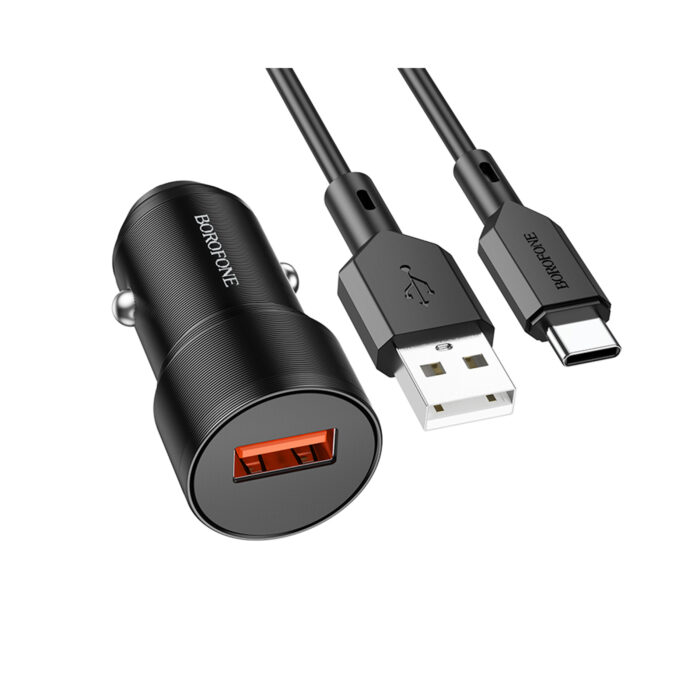 شارژر فندکی 18 وات بروفون مدل BZ19A QC3.0 به همراه کابل usb-c